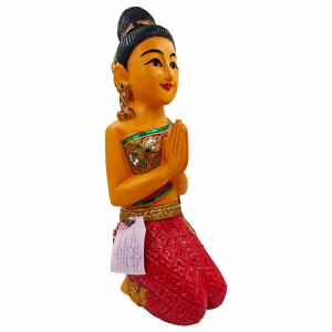 Tajska figurka Sawasdee Lady klęcząca – 51 cm, czerwona