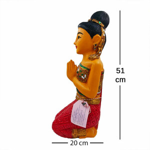 Tajska figurka Sawasdee Lady klęcząca – 51 cm, czerwona