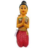Tajska figurka Sawasdee Lady klęcząca – 51 cm, czerwona