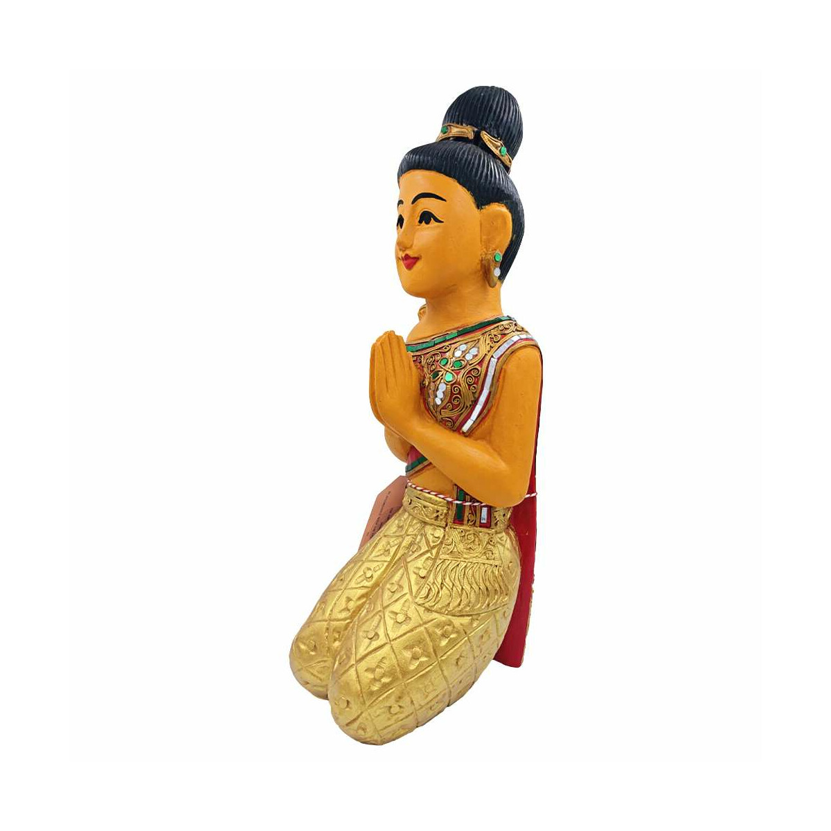 Thai Sawasdee Lady Statue Figur auf Knien - 51cm Gold