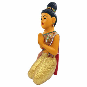 Figura tailandesa Sawasdee Lady de rodillas - 51cm oro