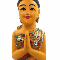 Thai Sawasdee Lady Statue Figur auf Knien - 51cm Gold