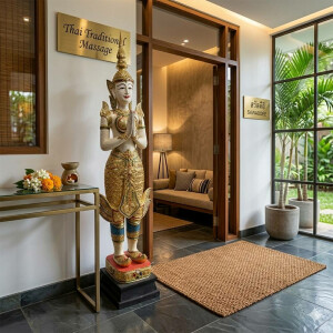 Figura Theppanom Guardián del Templo Tailandia – Madera Tallada 160 cm