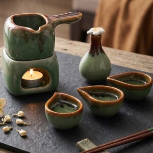 Thai Massage Oljevärmare Set Keramik 6 Delar