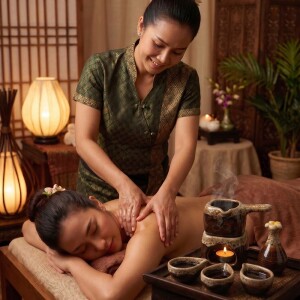 Thai Massage Oljevärmare Set Keramik 6 Delar