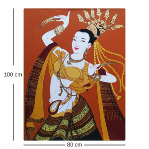 Canvas Art Painting Traditional Thailand Siam 100 x 80 cm...