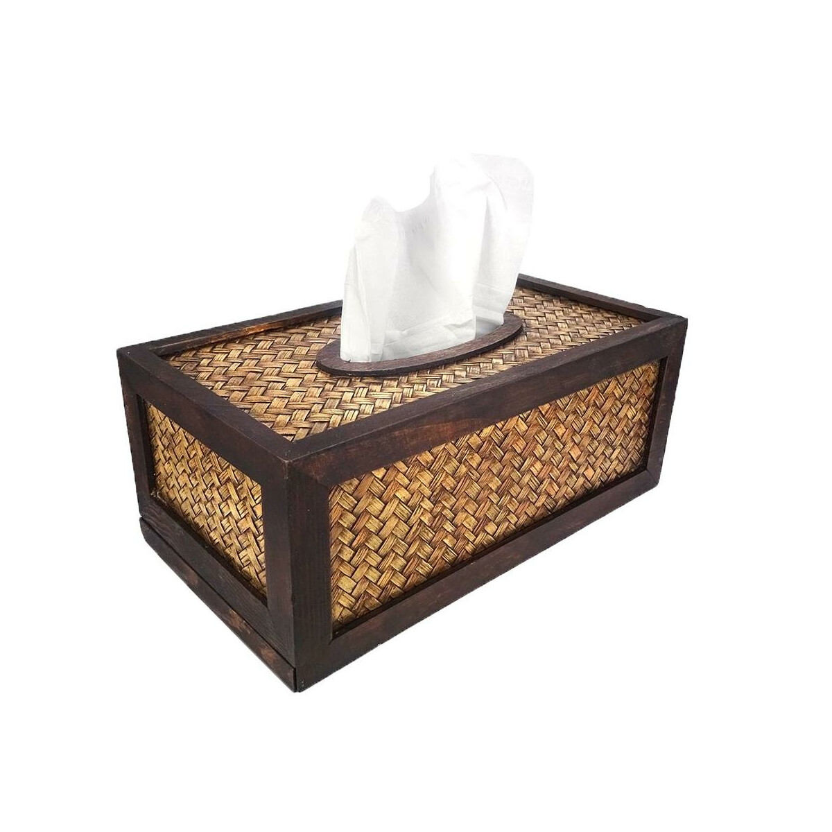 Thai Lanna Style Bamboo Tissue Dispenser Box