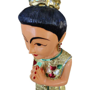 Thai sawasdee lady statua figura legno solido 130cm oro