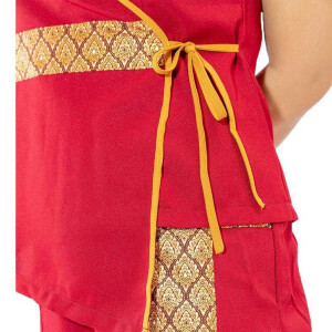 Bluse / Shirt - Traditionelle Thaimassage Kleidung S Rot