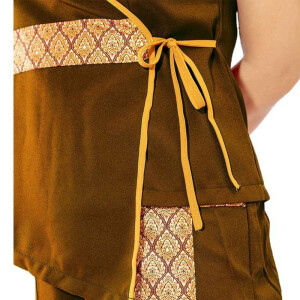 Bluse / Shirt - Traditionelle Thaimassage Kleidung S Braun