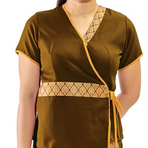 Bluse / Shirt - Traditionelle Thaimassage Kleidung S Braun
