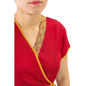 Bluse / Shirt - Traditionelle Thaimassage Kleidung L Rot