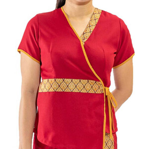 Bluse / Shirt - Traditionelle Thaimassage Kleidung L Rot