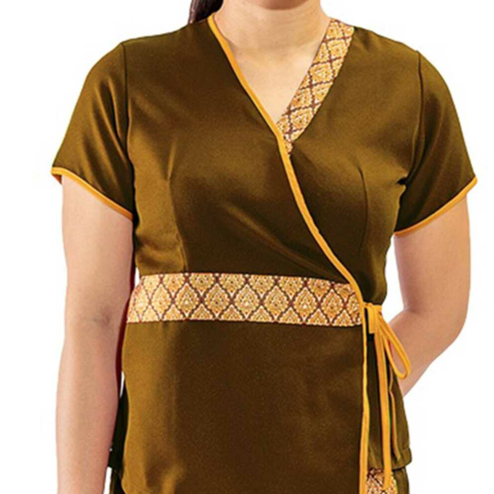 Blusa / Camisa - Ropa de masaje tradicional tailandesa L Marrón