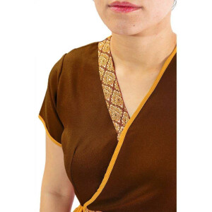 Bluse / Shirt - Traditionelle Thaimassage Kleidung L Braun