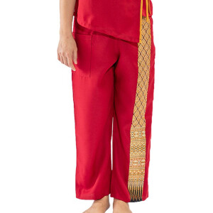 Pantalon - Vêtements traditionnels de massage thaïlandais M Rouge