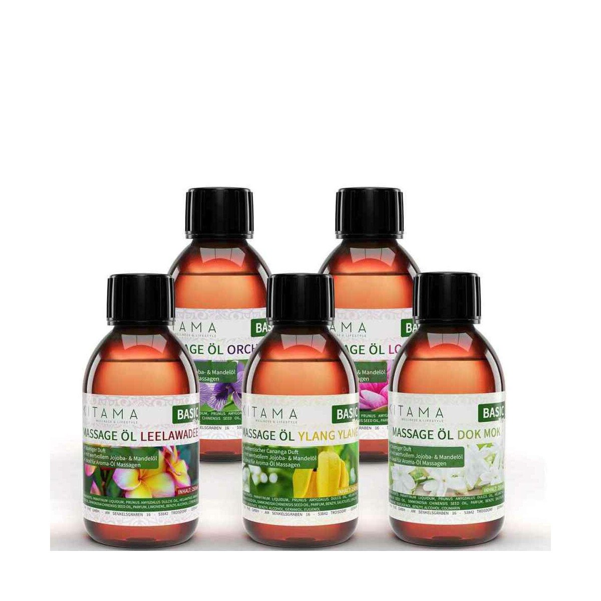 Massage Oil Thai Aroma Set 5 pcs. - Dok Mok Leelawadee...