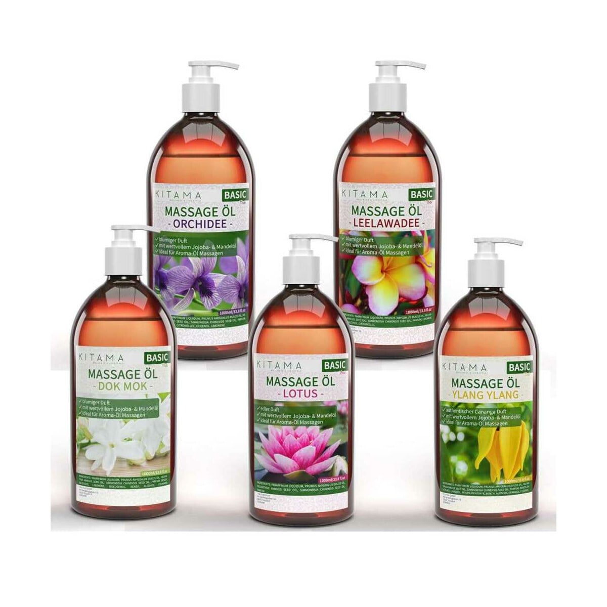 Aceite de masaje Aroma Set de 5 x 1000ml box