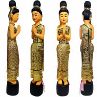 Thai Sawasdee Lady Statue Figur Holz Massiv 105cm