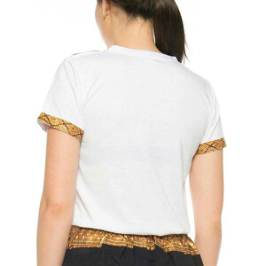 T-shirt de massage thaïlandais pour femme avec motif traditionnel, slim fit XL Blanc