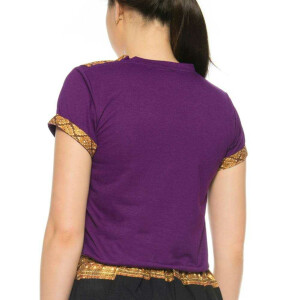 Thaimassage Damen T-Shirt mit traditionellem Muster, Slim Fit XL Lila