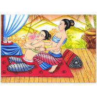 Thai Paintings traditional Thai Massage Siam - No. 11 100cm wide - 70cm high (B1 landscape) 200g photo paper glossy