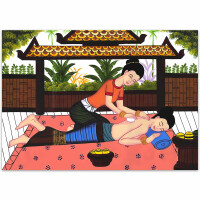 Thai Paintings traditional Thai Massage Siam - No. 16 70cm wide - 50cm high (B1 landscape) 200g photo paper glossy