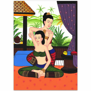 Set: 6 Poster Thai Paintings traditional Thai Massage Siam - Design 2
