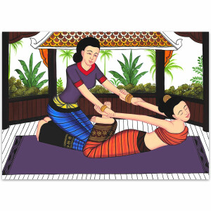Set: 6 Poster Thai Art Picture Massaggio tailandese tradizionale Siam - Design 2 70 cm di larghezza - 50 cm di altezza (B2 orizzontale)