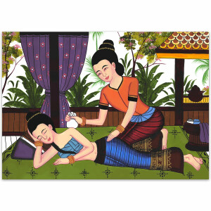 Set: 6 Poster Thai Art Picture Massaggio tailandese tradizionale Siam - Design 2 70 cm di larghezza - 50 cm di altezza (B2 orizzontale)