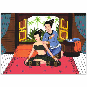 Set: 6 Poster Thai Art Picture Massaggio tailandese tradizionale Siam - Design 2 70 cm di larghezza - 50 cm di altezza (B2 orizzontale)