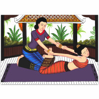 Set: 6 Poster Thai Art Picture Massaggio tailandese tradizionale Siam - Design 2 70 cm di larghezza - 50 cm di altezza (B2 orizzontale)