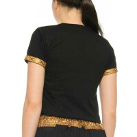 Thaimassage T-Shirt Unisex (Herren & Damen) mit traditionellem Muster, Regular Fit S Schwarz