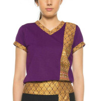 Thaimassage T-Shirt Unisex (Herren & Damen) mit traditionellem Muster, Regular Fit M Lila