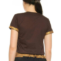 Thai massage T-shirt unisex (men & women) with traditional pattern, Regular Fit M Brown