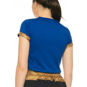 Thai massage T-shirt unisex (men & women) with traditional pattern, Regular Fit M Blue