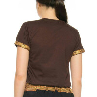 Thai massage T-shirt unisex (men & women) with traditional pattern, Regular Fit L Brown