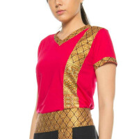 Thaimassage T-Shirt Unisex (Herren & Damen) mit traditionellem Muster, Regular Fit XL Rot