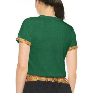 Thai massage T-shirt unisex (men & women) with traditional pattern, Regular Fit S Green (Dark)