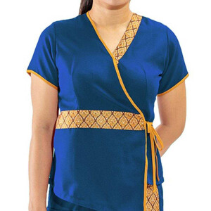 Bluse / Shirt - Traditionelle Thaimassage Kleidung XL Blau