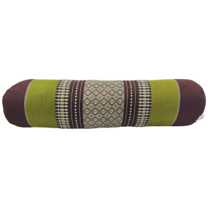 Thai cushion roll 50cm as leg rest arm rest made of Thai kapok Green-Brown