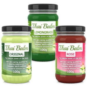 Massage Balm Set per 100g Pure Thai, Lemongrass & Rose