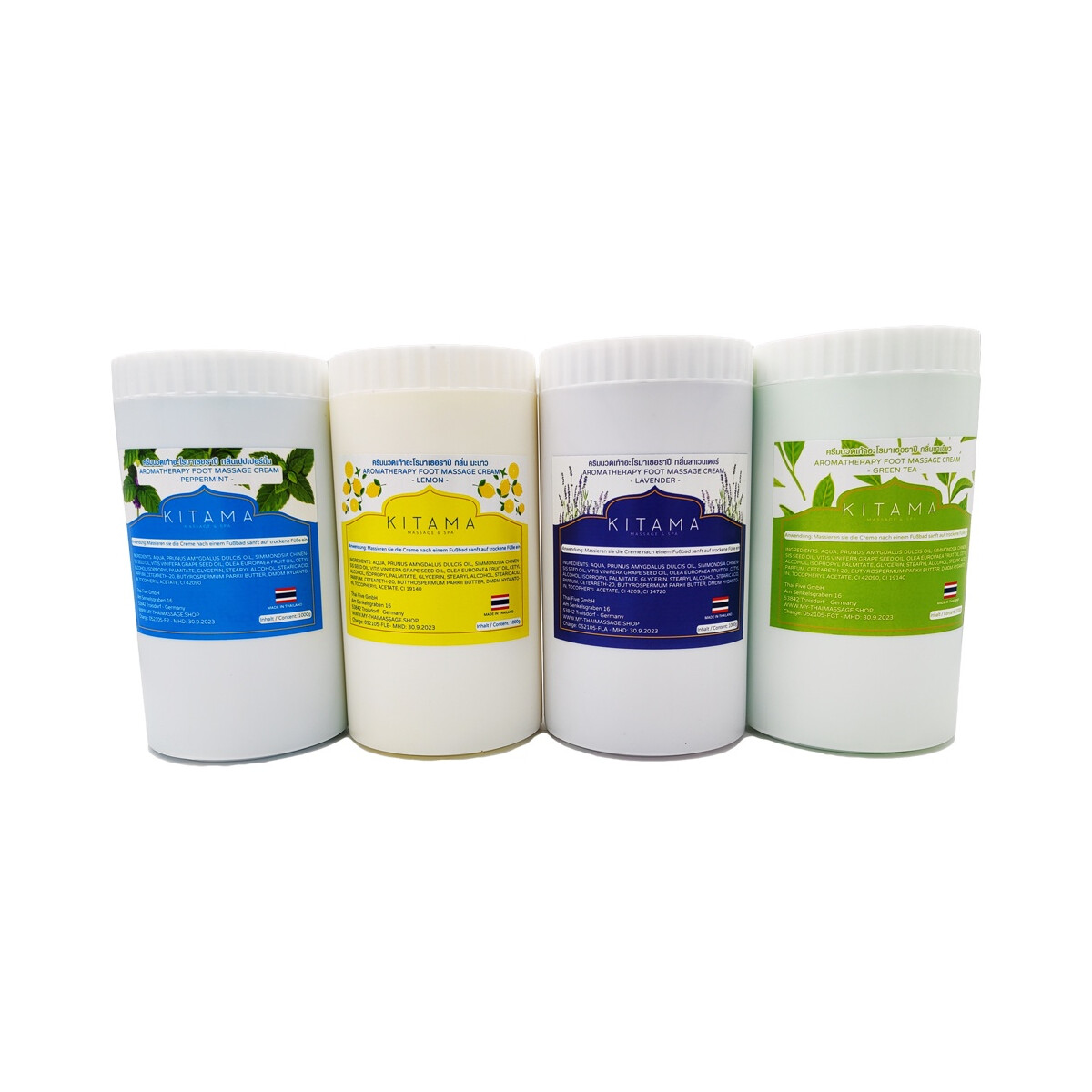 Set Massage Creme Green Tea, Lavendel, Zitrone &...