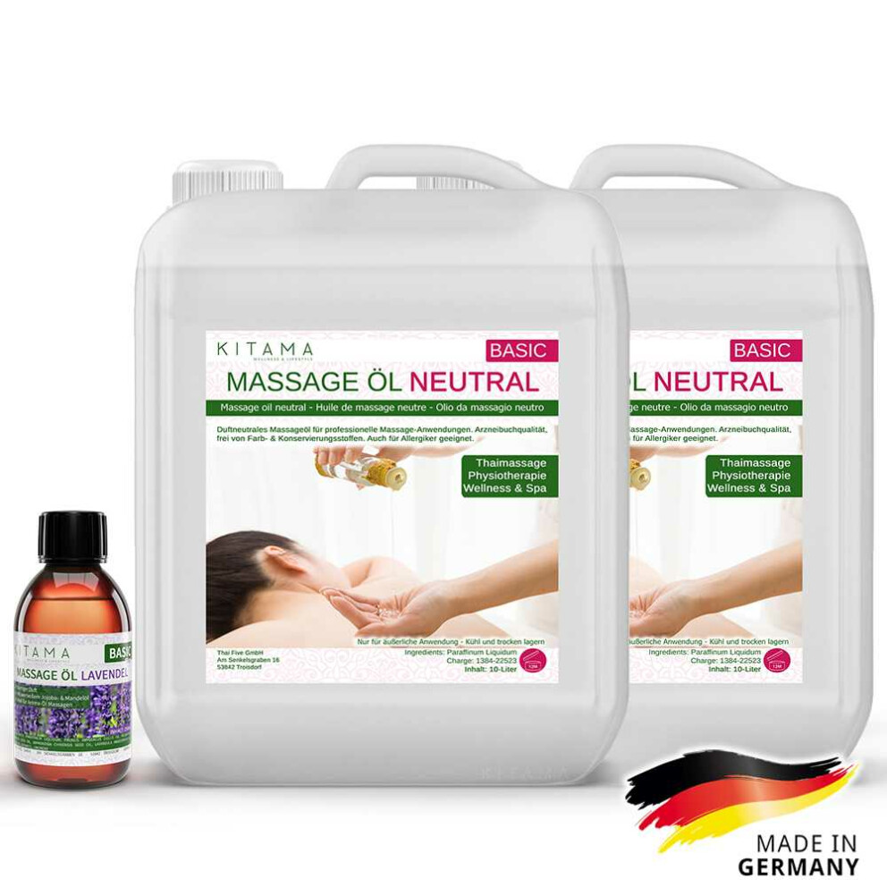 #1 DEAL: 2 x 10L Aceite de masaje neutro + 250ml Aceite de masaje con aroma Lavanda