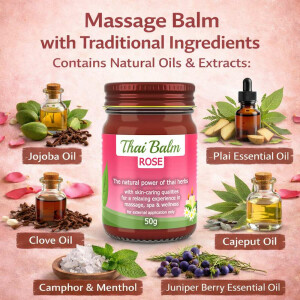 Massage Balm with Thai Herbs - Rose (Red) 100g
