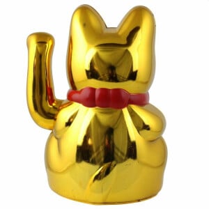Winke-Katze Glücks-Katze 15cm hoch Gold